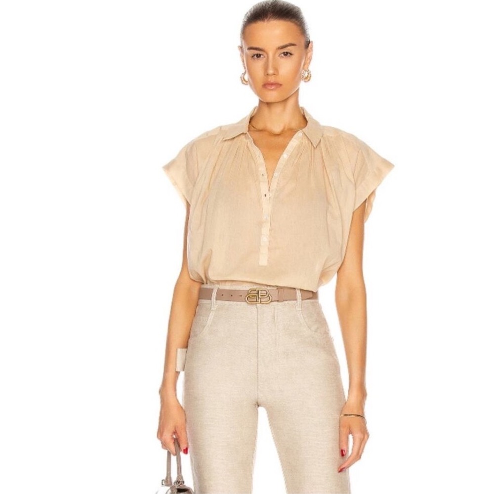 Nili Lotan Normandy blouse In tan Size Extra Small